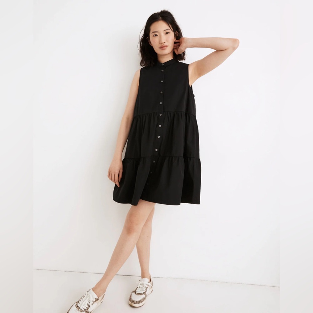 Madewell Banded-Collar Tiered Dress
